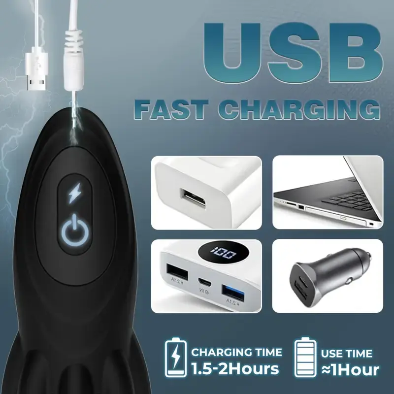 Male Masturbator Penis Vibrator with 12 Vibration Modes and 7 Electric Shock Modes, Penis Trainer with 8 Tentacle Beads, 360° Training Wrap Adult Male Female Toy