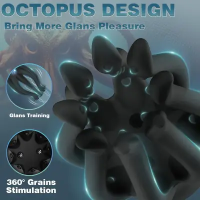 Male Masturbator Penis Vibrator with 12 Vibration Modes and 7 Electric Shock Modes, Penis Trainer with 8 Tentacle Beads, 360° Training Wrap Adult Male Female Toy