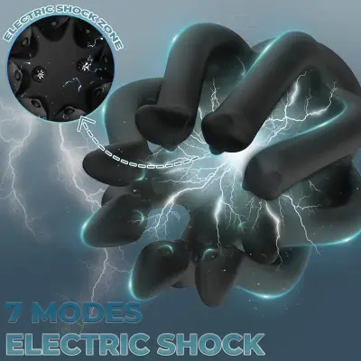 Male Masturbator Penis Vibrator with 12 Vibration Modes and 7 Electric Shock Modes, Penis Trainer with 8 Tentacle Beads, 360° Training Wrap Adult Male Female Toy