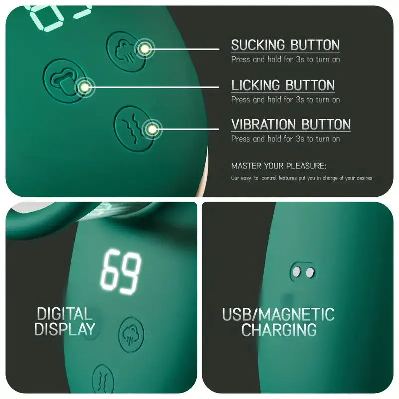 Telescopic Tongue Licker, G-Spot Nipple Stimulator, Vibrating Dildo Masturbation Device, 9 Modes, 650mAh Rechargeable Battery, Mute Strong Vibration, Battery Powered