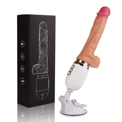 Heating Telescopic Thrusting Vibrating Dildo G-Spot Vibrator, Automatic HandsFree 3D Realistic Dildo Clit Anal Vagina Stimulator with Suction Cup Base Sex Machine