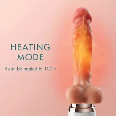 Heating Telescopic Thrusting Vibrating Dildo G-Spot Vibrator, Automatic HandsFree 3D Realistic Dildo Clit Anal Vagina Stimulator with Suction Cup Base Sex Machine