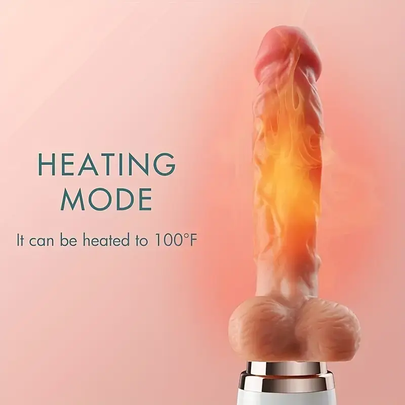 Heating Telescopic Thrusting Vibrating Dildo G-Spot Vibrator, Automatic HandsFree 3D Realistic Dildo Clit Anal Vagina Stimulator with Suction Cup Base Sex Machine