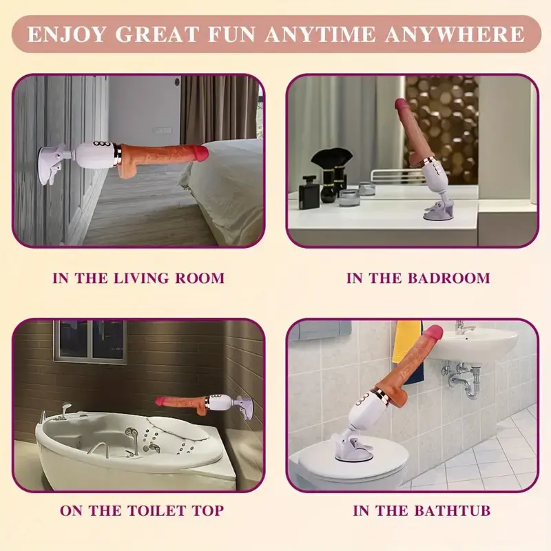 Heating Telescopic Thrusting Vibrating Dildo G-Spot Vibrator, Automatic HandsFree 3D Realistic Dildo Clit Anal Vagina Stimulator with Suction Cup Base Sex Machine
