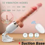 Heating Telescopic Thrusting Vibrating Dildo G-Spot Vibrator, Automatic HandsFree 3D Realistic Dildo Clit Anal Vagina Stimulator with Suction Cup Base Sex Machine