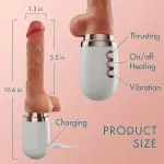 Heating Telescopic Thrusting Vibrating Dildo G-Spot Vibrator, Automatic HandsFree 3D Realistic Dildo Clit Anal Vagina Stimulator with Suction Cup Base Sex Machine