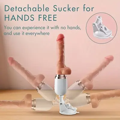 Heating Telescopic Thrusting Vibrating Dildo G-Spot Vibrator, Automatic HandsFree 3D Realistic Dildo Clit Anal Vagina Stimulator with Suction Cup Base Sex Machine