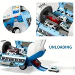 Interactive Blue Transport Spray Airplane Toy with 10 Vehicles | Large Role-Play Construction Vehicle Carrier for Kids Ages 3-7, Develops Motor Skills & Creativity