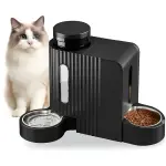 Automatic Gravity Cat Food Feeder And Water Dispenser Stainless Steel Two-in-One Set Large Capacity Dispenser for Pets Dogs, Puppies, Kittens