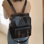 Retro backpack women's 2025 new Korean version popular soft leather versatile college student school bag travel backpack